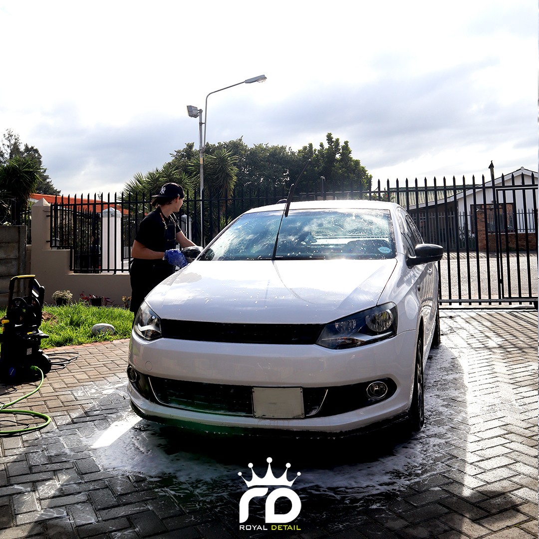 Exterior wash on a VW sedan