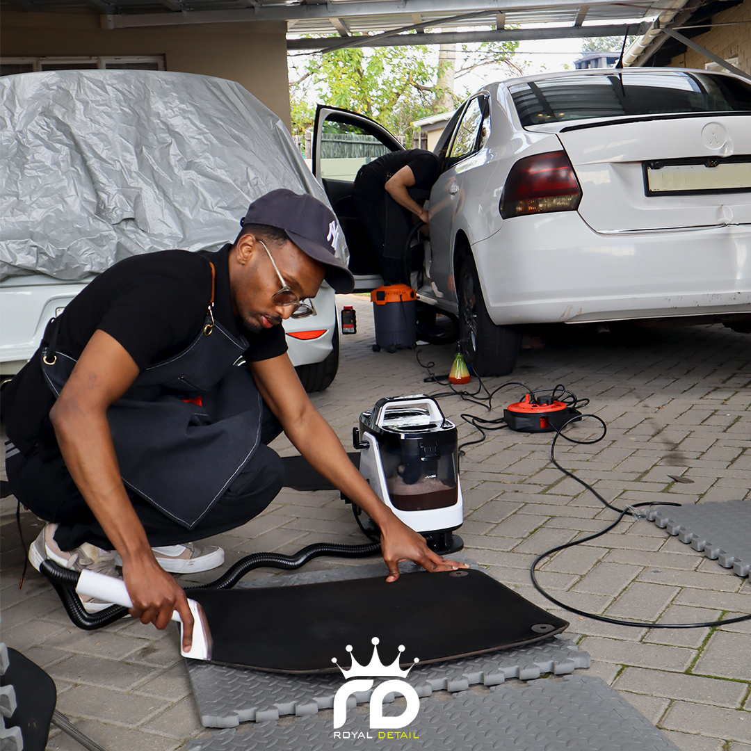 Interior detailing equipment in use